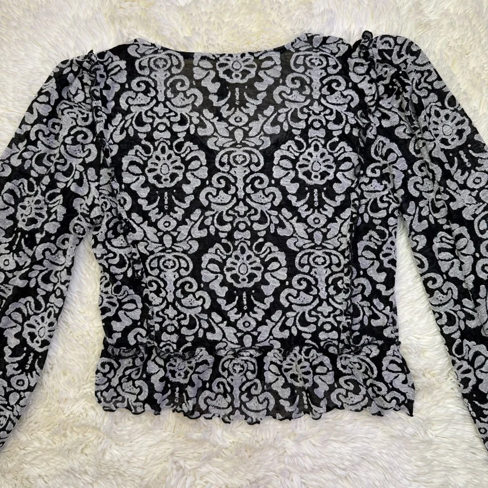 By Anthropologie Jacquard Peasant Blouse